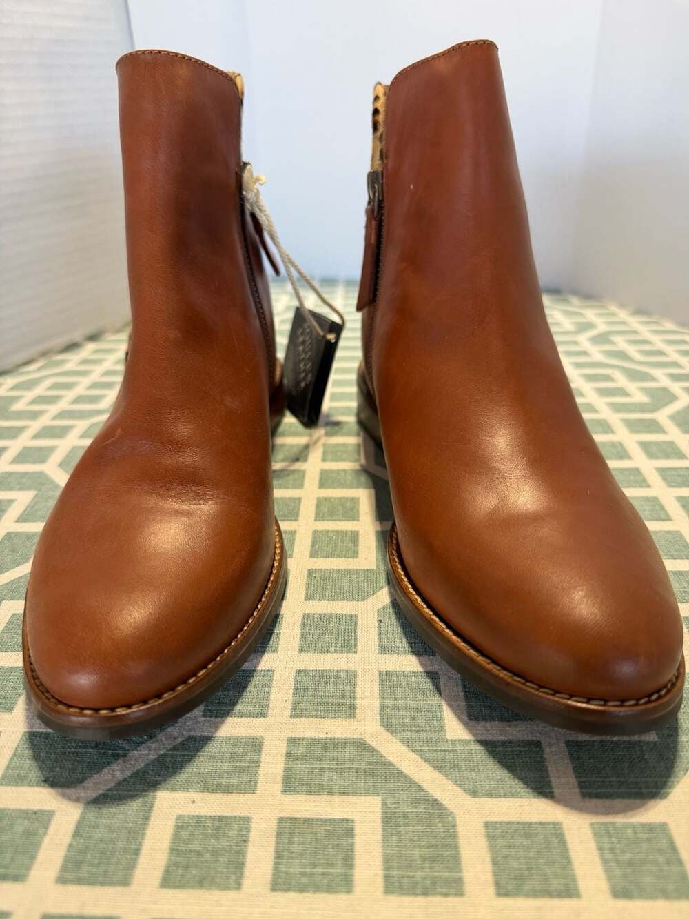 Joules V Westminster Dark Brown Leather Leopard Print Ankle Boots US 7 - Picture 6 of 11